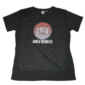 University Las Vegas UNLV Rebels Women's V Neck Black Speckled Large T-Shirt